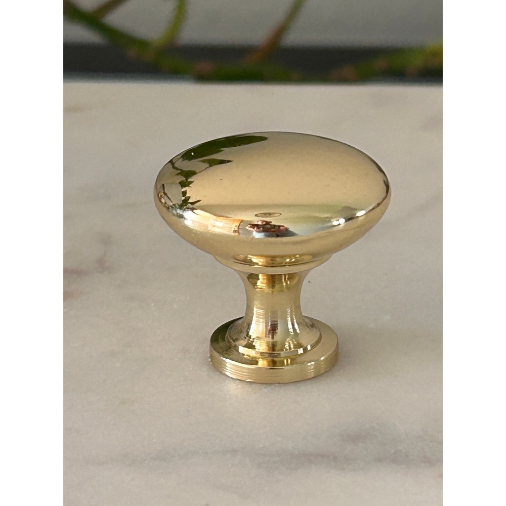 Vintage Amerock Allison Polished Brass Cabinet Knobs Round Mushroom Pulls 4 Pack